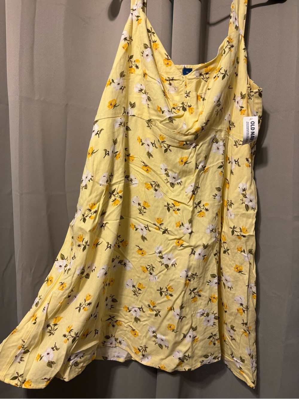 Old Navy Pale Yellow Floral Slip Dress with White Blooms